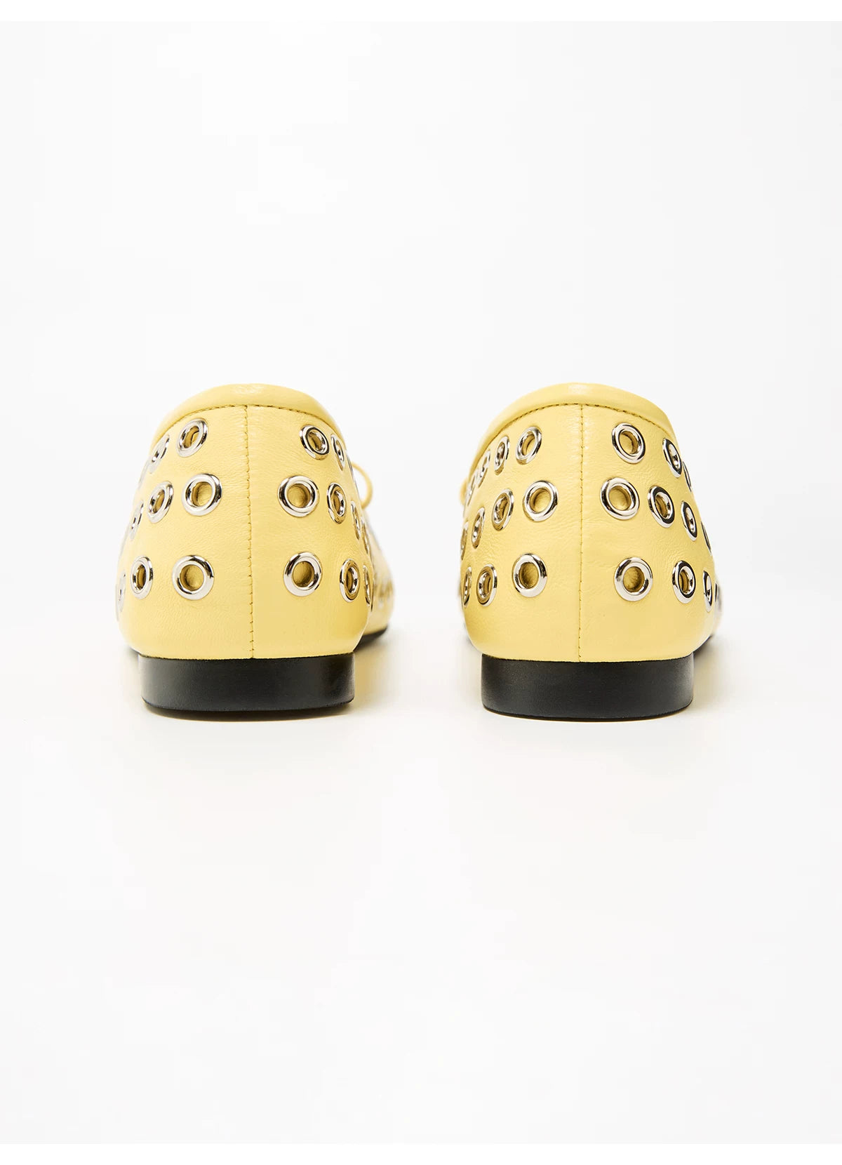 Studded Cutout Sheepskin Ballet Flats