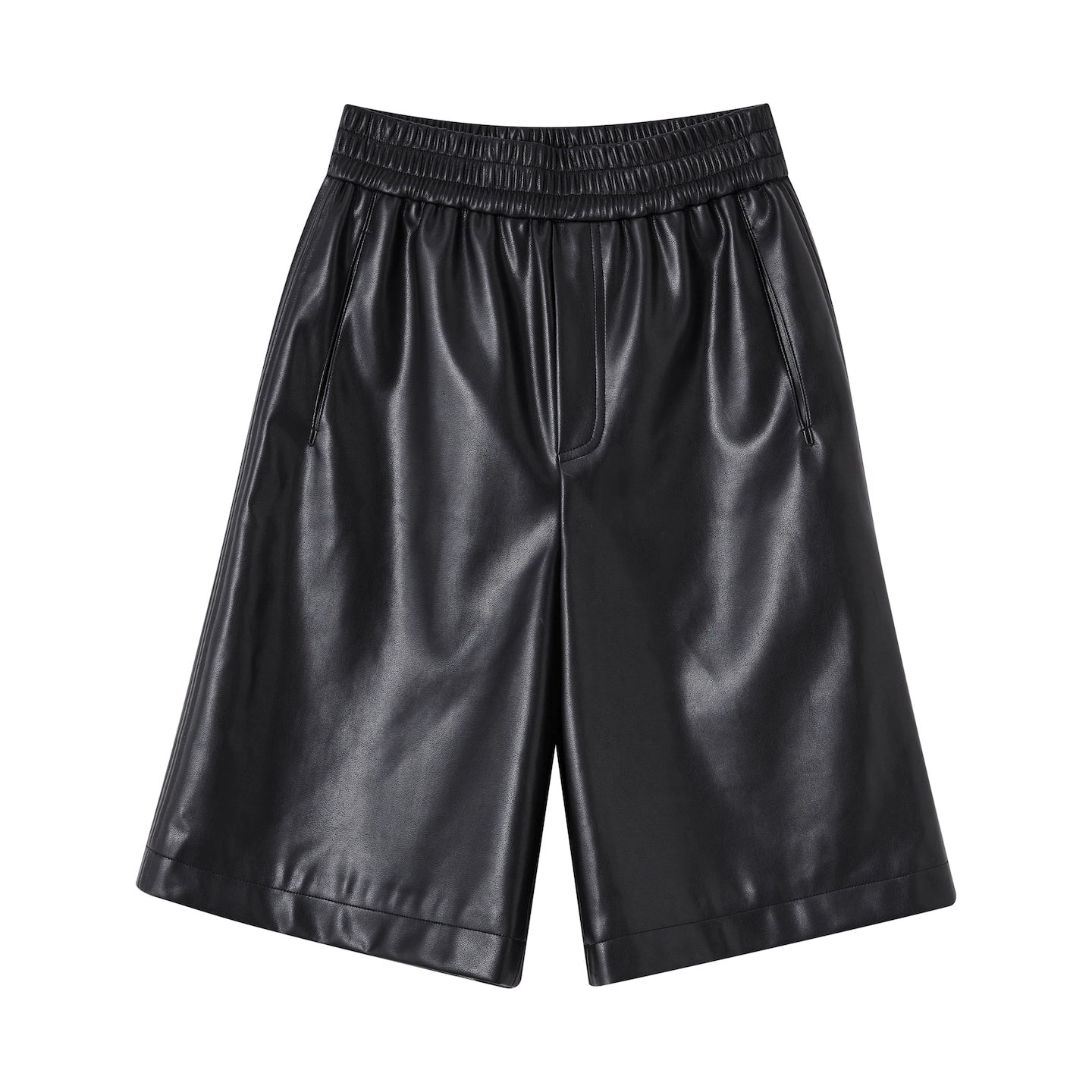 Elastic Waist Faux Leather Shorts