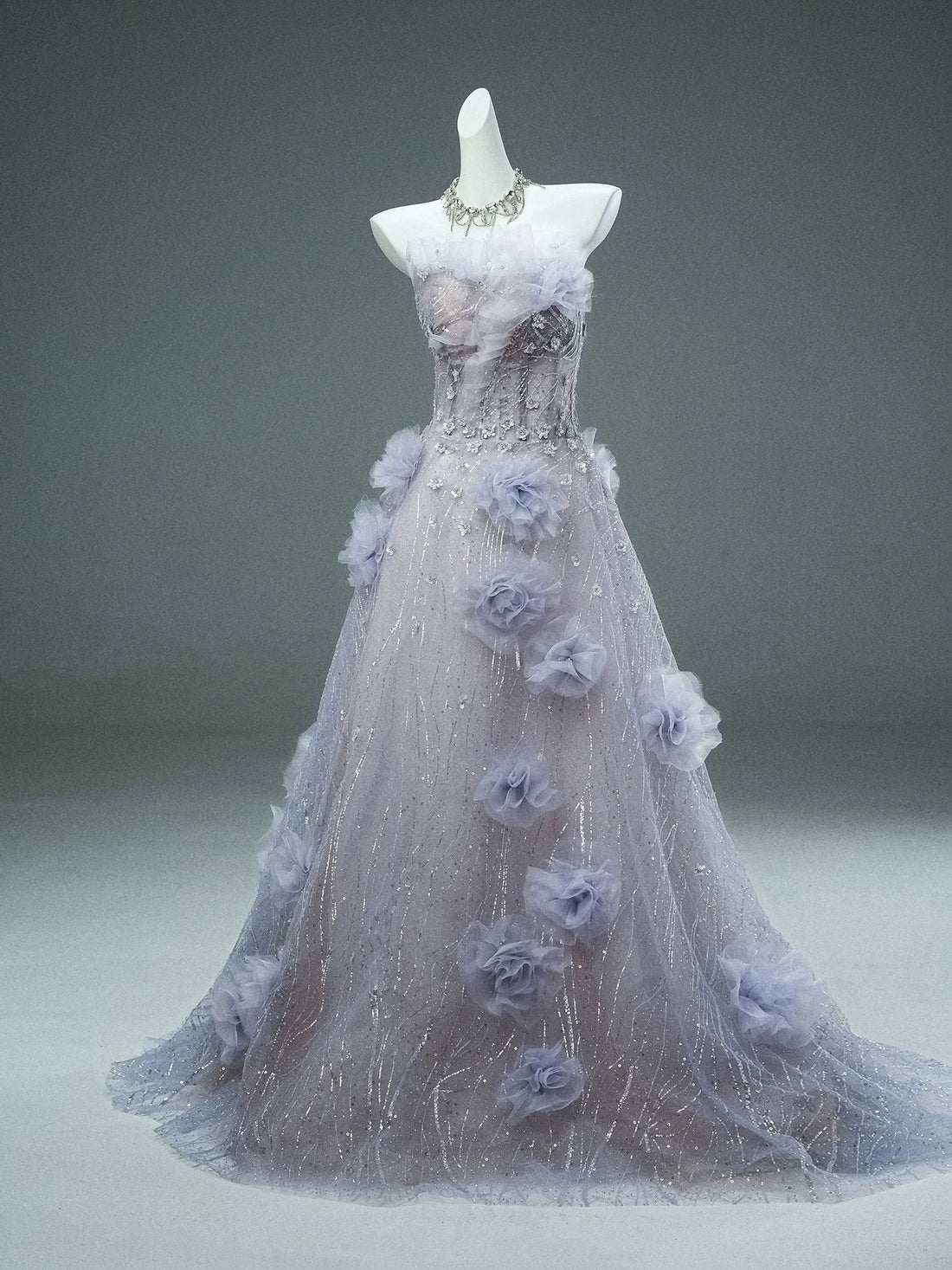 Enchanting Purple Couture Gown with Handcrafted Beading