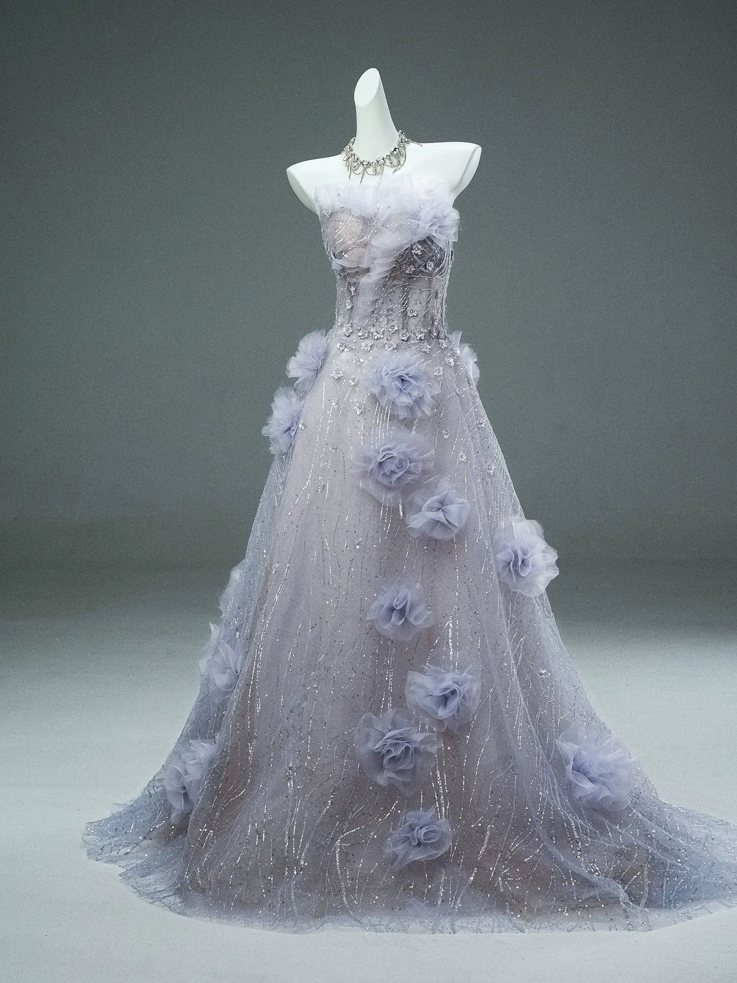 Enchanting Purple Couture Gown with Handcrafted Beading