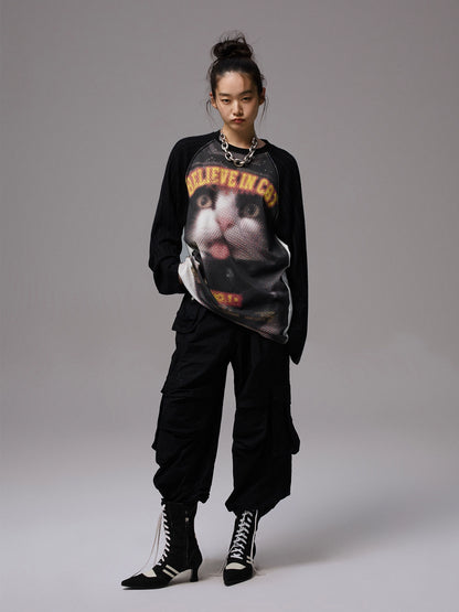 Embroidered Jacquard Multi-Pocket Cargo Pants