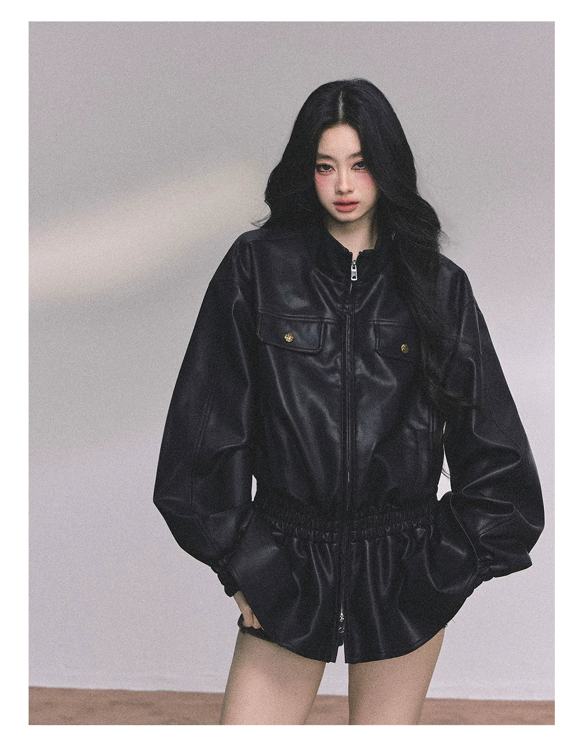 Desert Edge PU Leather Stand-Collar Jacket