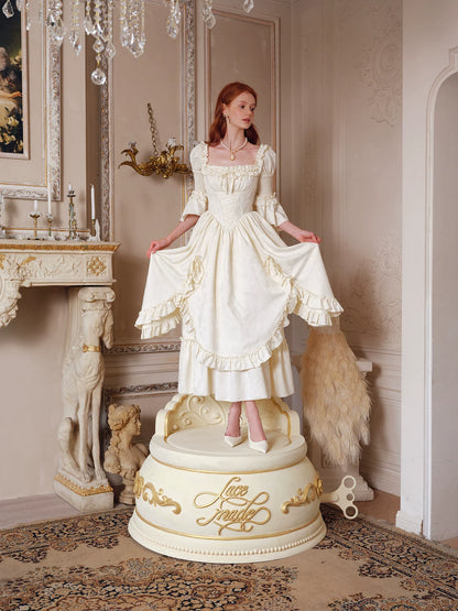 Vintage Court-Style Dress &amp; Waist Belt Set