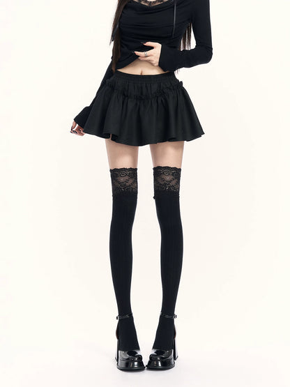 Embroidered Elastic-Waist A-Line Mini Skirt