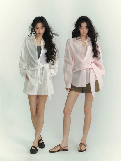 Airy Tie-Front Wrap Shirt
