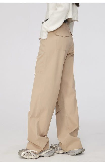 Black &amp; Khaki Star Pleated Utility Wide-Leg Pants - CHINASQUAD