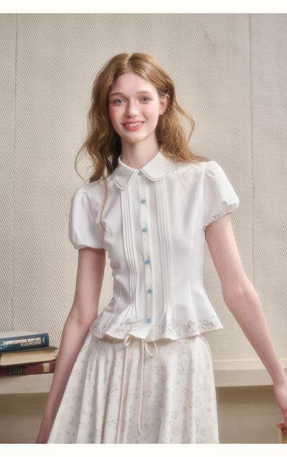 Embroidered Peter Pan Collar Blouse