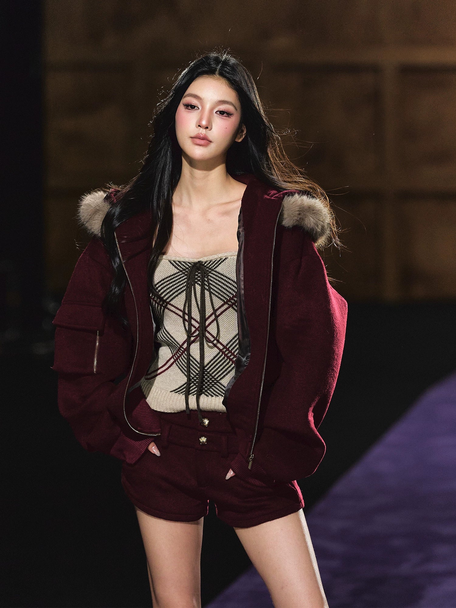 Wool-Blend Heart Yarn Cropped Knit Tube Top