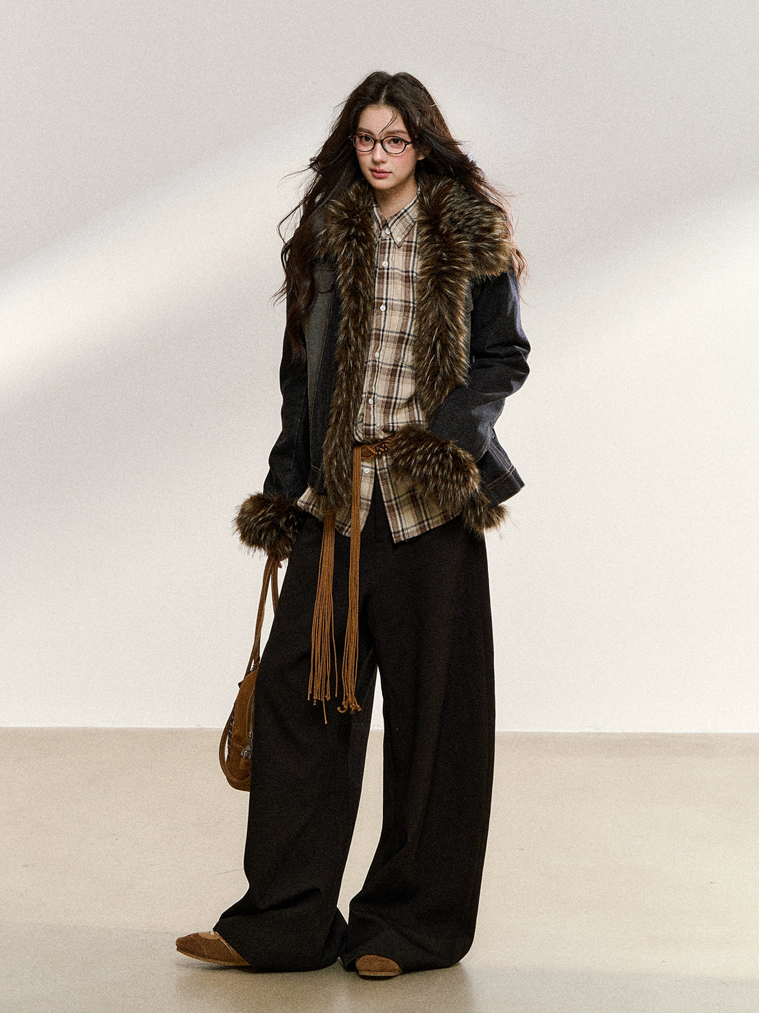 Faux Fur Trim Denim Jacket