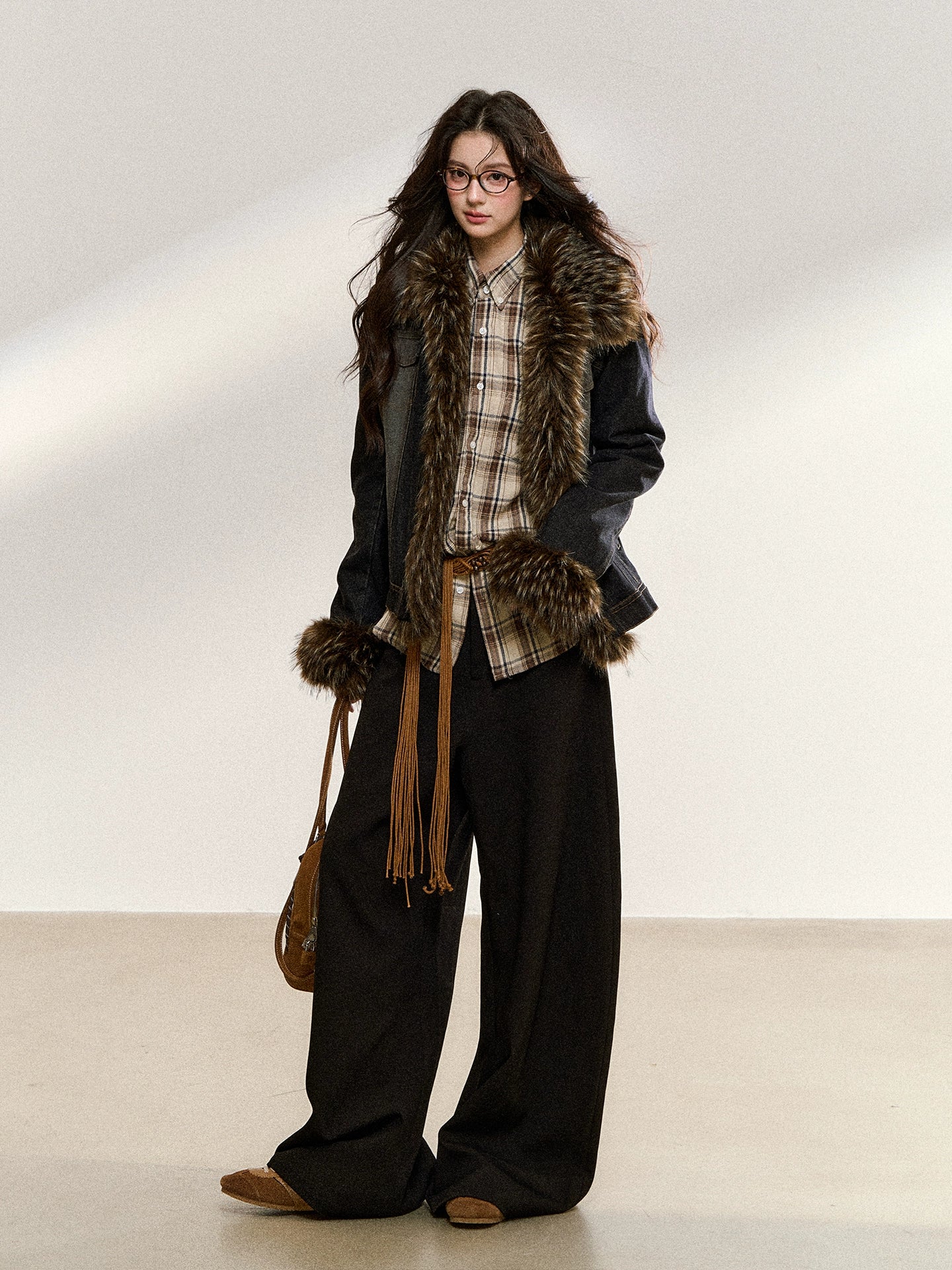 Faux Fur Trim Denim Jacket