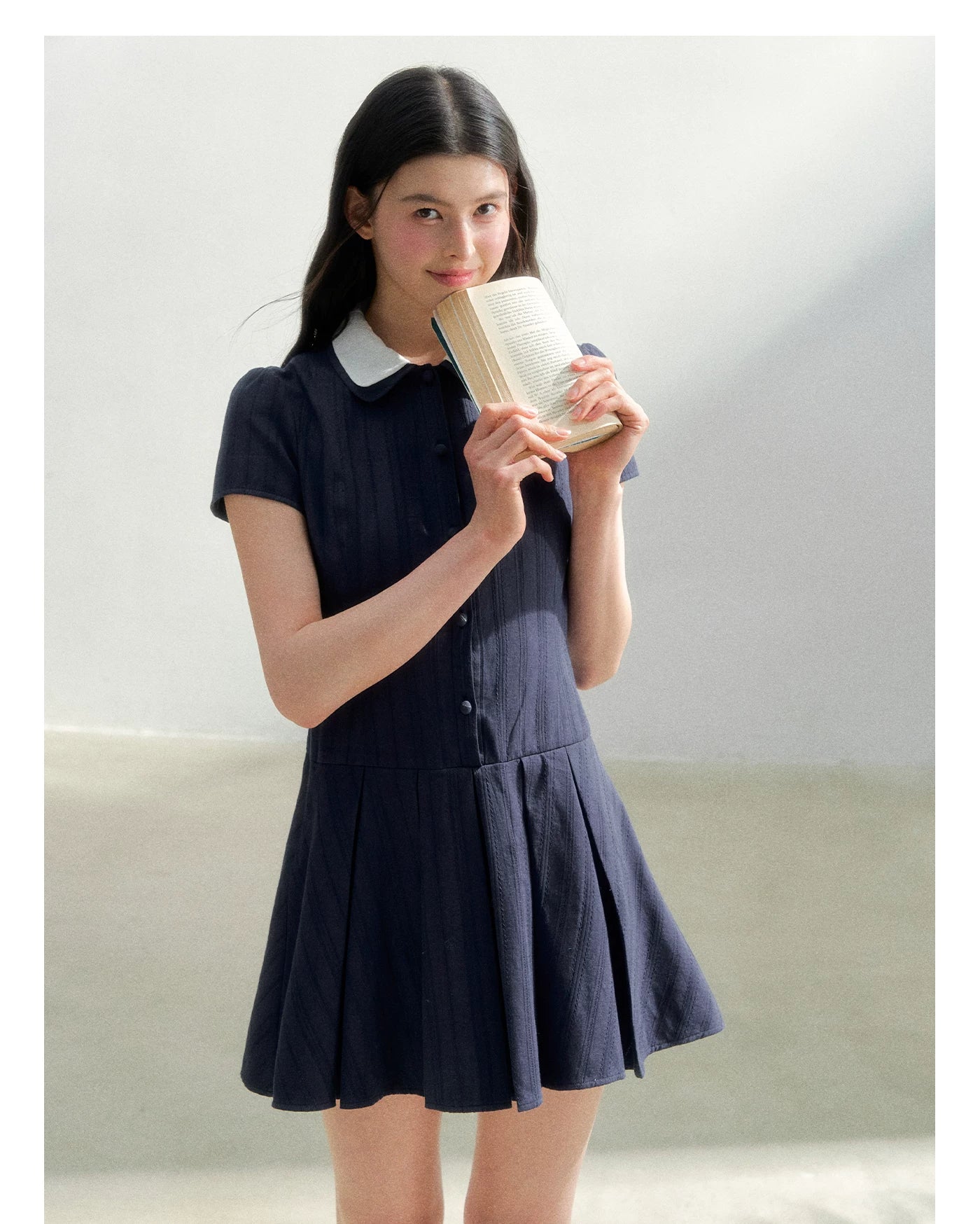 Preppy Vintage Short Sleeve Shirt Dress