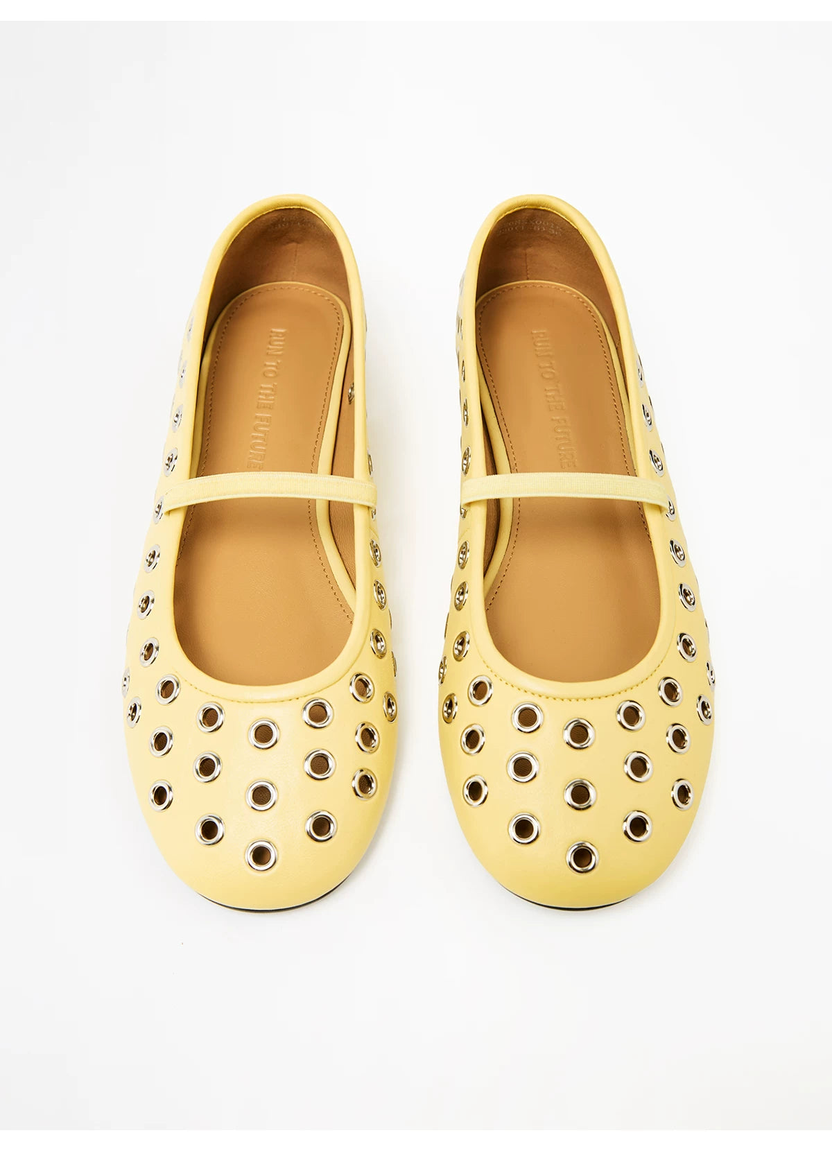 Studded Cutout Sheepskin Ballet Flats