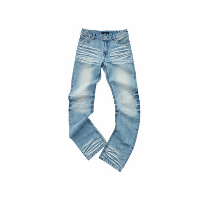Vintage Pleated Washed Slim Curved Denim Pants