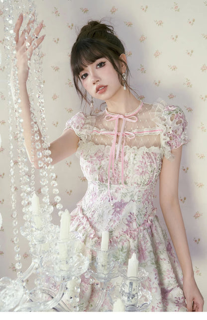 Floral French Mini Dress - CHINASQUAD