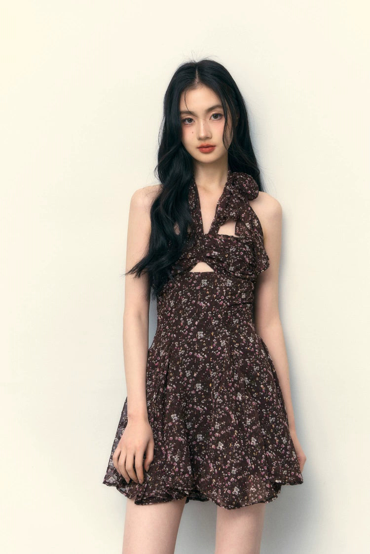 Dark Brown Floral Dress