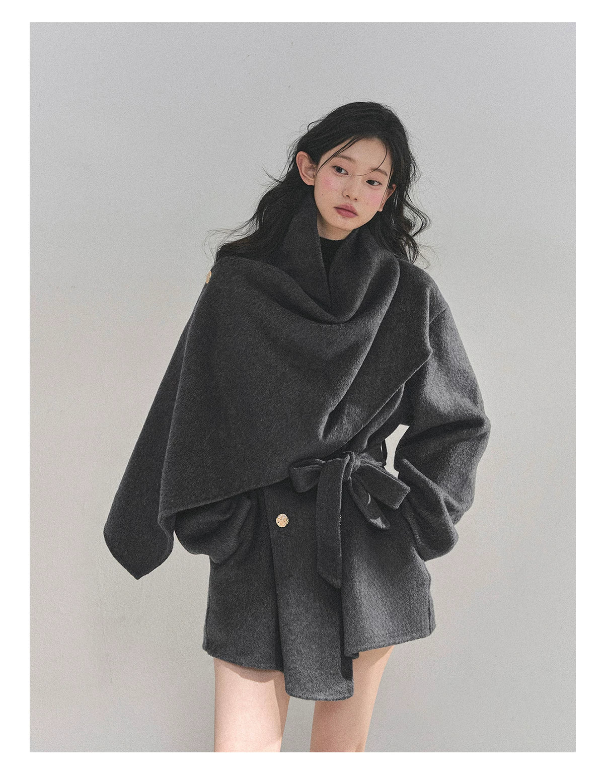 French British-Style Wool Coat