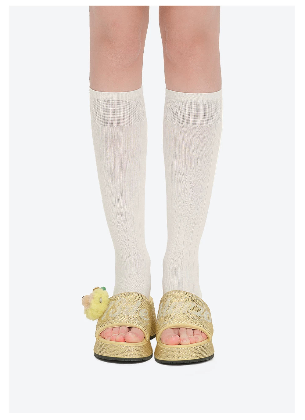 Crystal-Embellished Platform Slippers