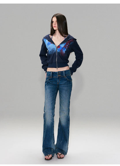 Hand-Dyed Low-Rise Slim Flared Jeans