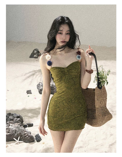 French Vine Jacquard Bodycon Mini Dress