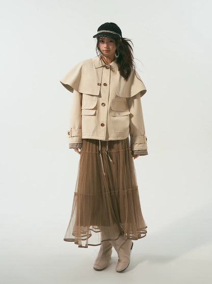 Detachable Cape Quilted Padded Jacket