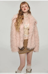 (Final Sale) Furry Long Collar Faux Fur Coat - CHINASQUAD