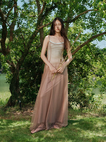 Gradient Mesh Slimming Resort Dress