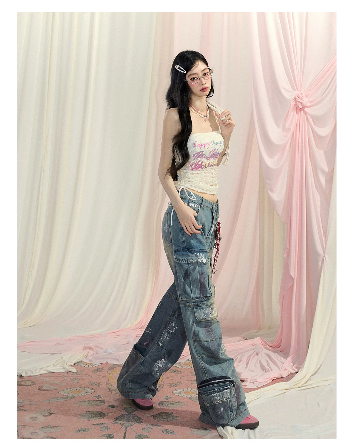 “Spring Love Letter” Lace Bandeau Crop Top