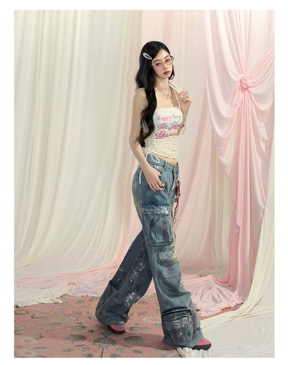 “Spring Love Letter” Lace Bandeau Crop Top