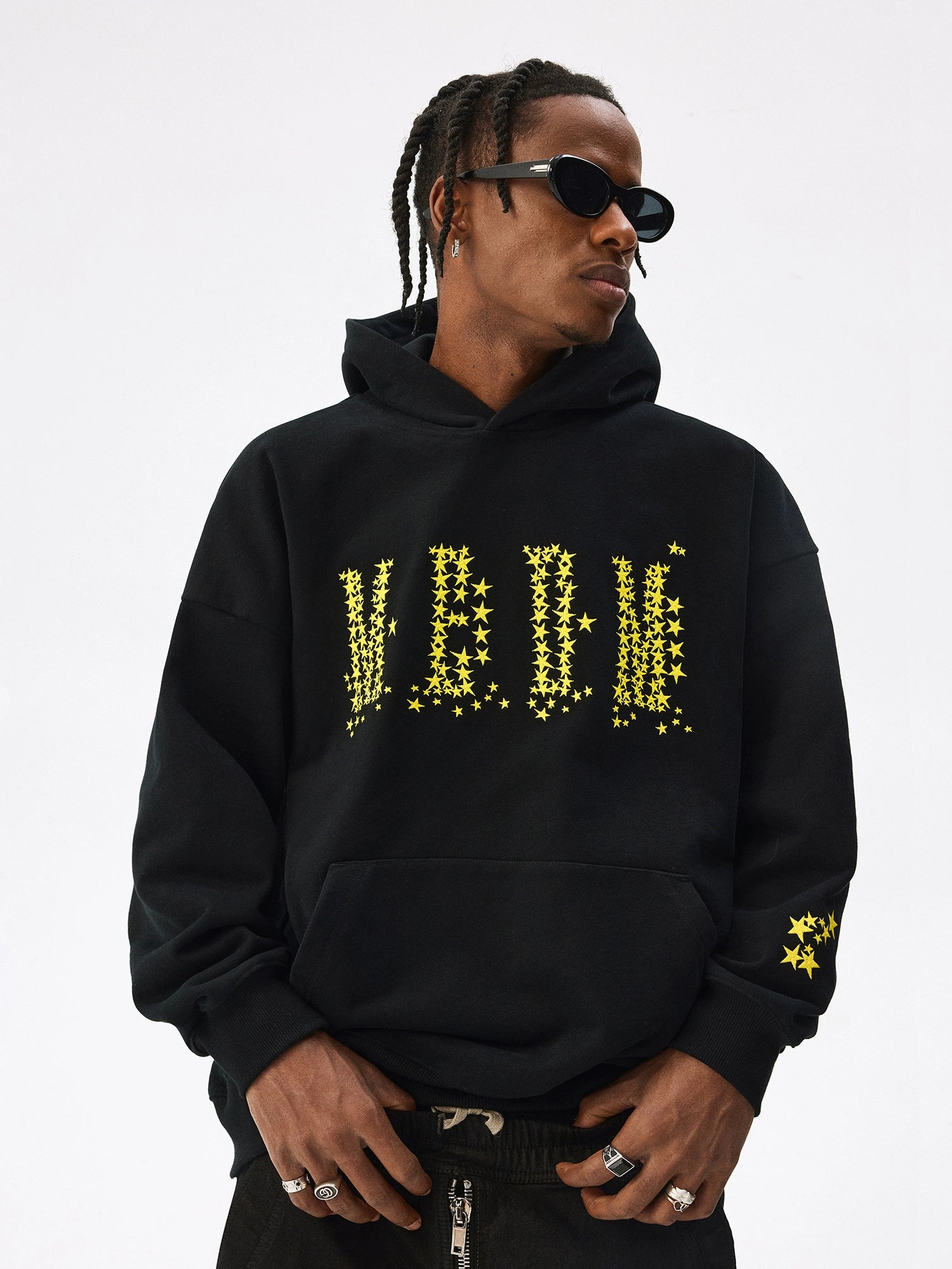 Black Embroidered Hoodie - CHINASQUAD