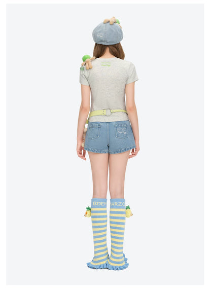 Bear Rainbow Ribbed Leg Warmers