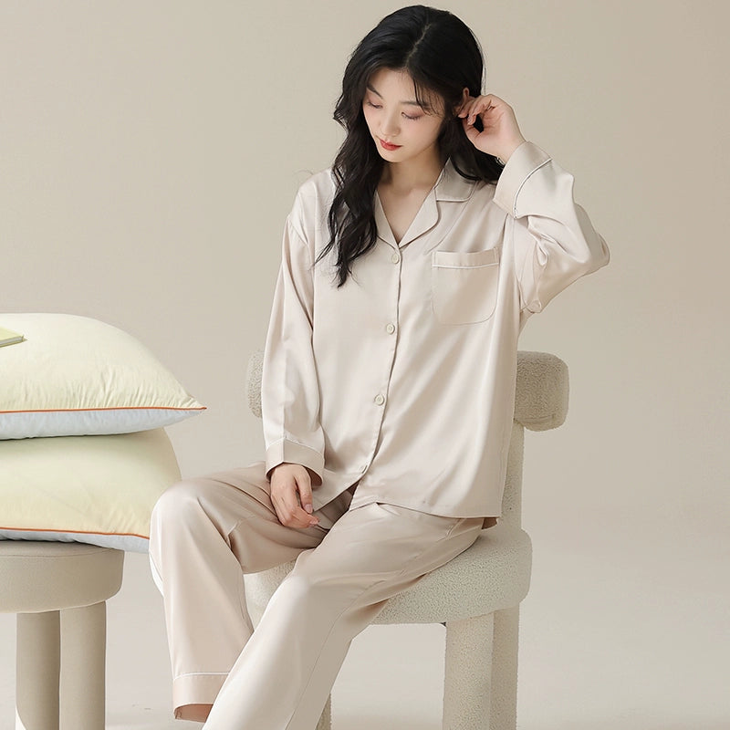 Silk Cardigan and Ice Silk Pajamas Two-piece Set