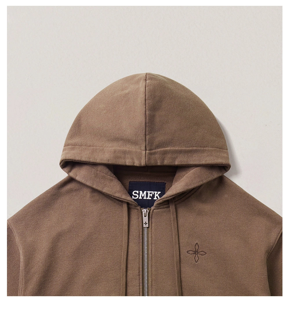 Cross Emblem Oversized Zip-up Hoodie