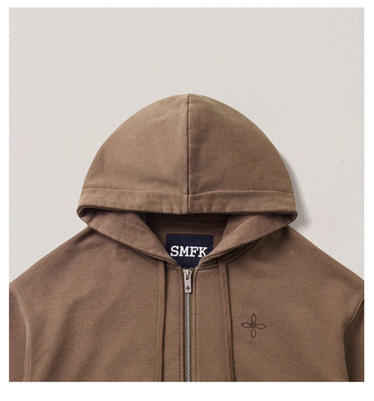 Cross Emblem Oversized Zip-up Hoodie