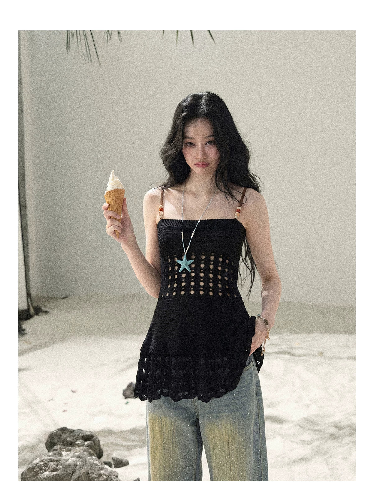 “The Space Between” Open-Shoulder Knit Camisole