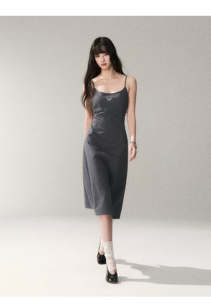 Minimalist Cotton A-Line Slip Midi Dress