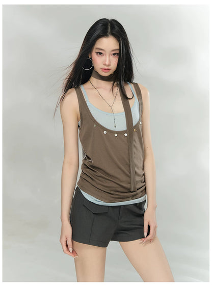 Double-Breasted Belted Tailored Shorts