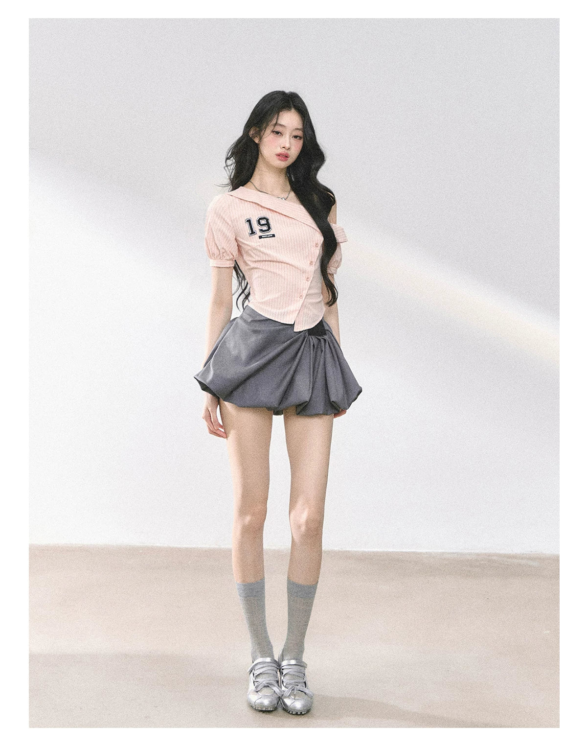 American-Style High-Waist Bubble Mini Skirt