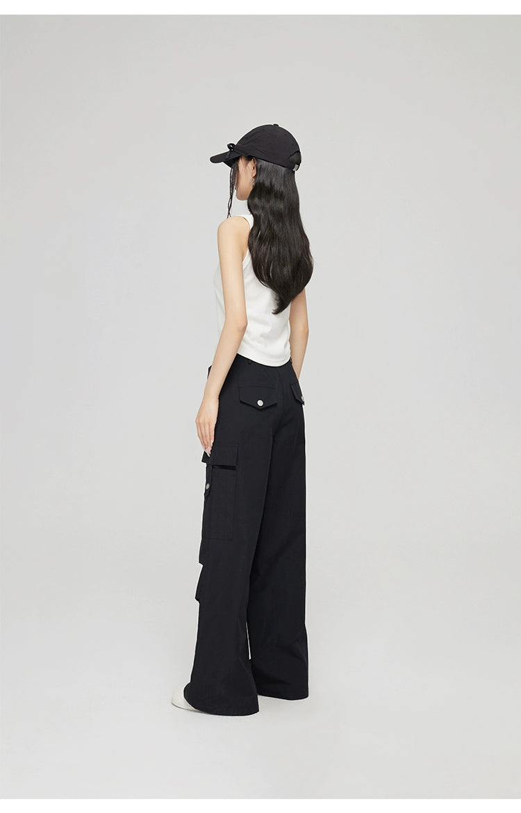 Black &amp; Khaki Cargo Wide-Leg Pants - CHINASQUAD