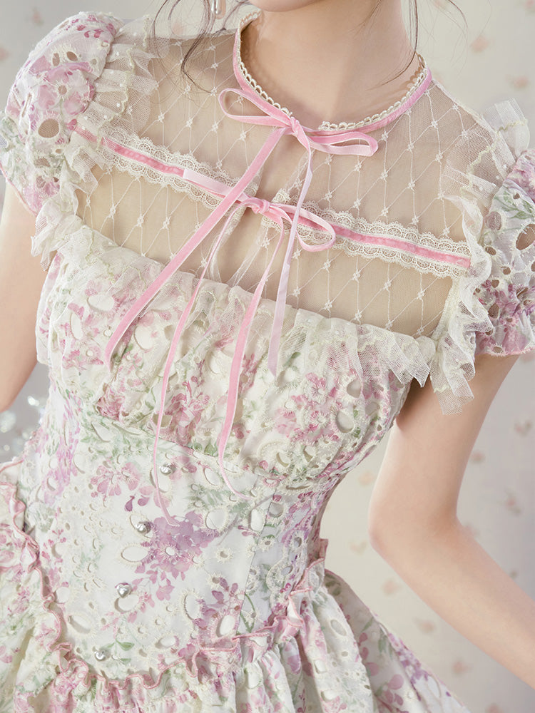 Floral French Mini Dress - CHINASQUAD