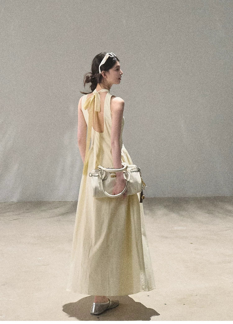 Vanilla Spring Halter Backless Dress