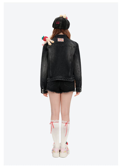 Chupa Chups Chain Detail Denim Beret