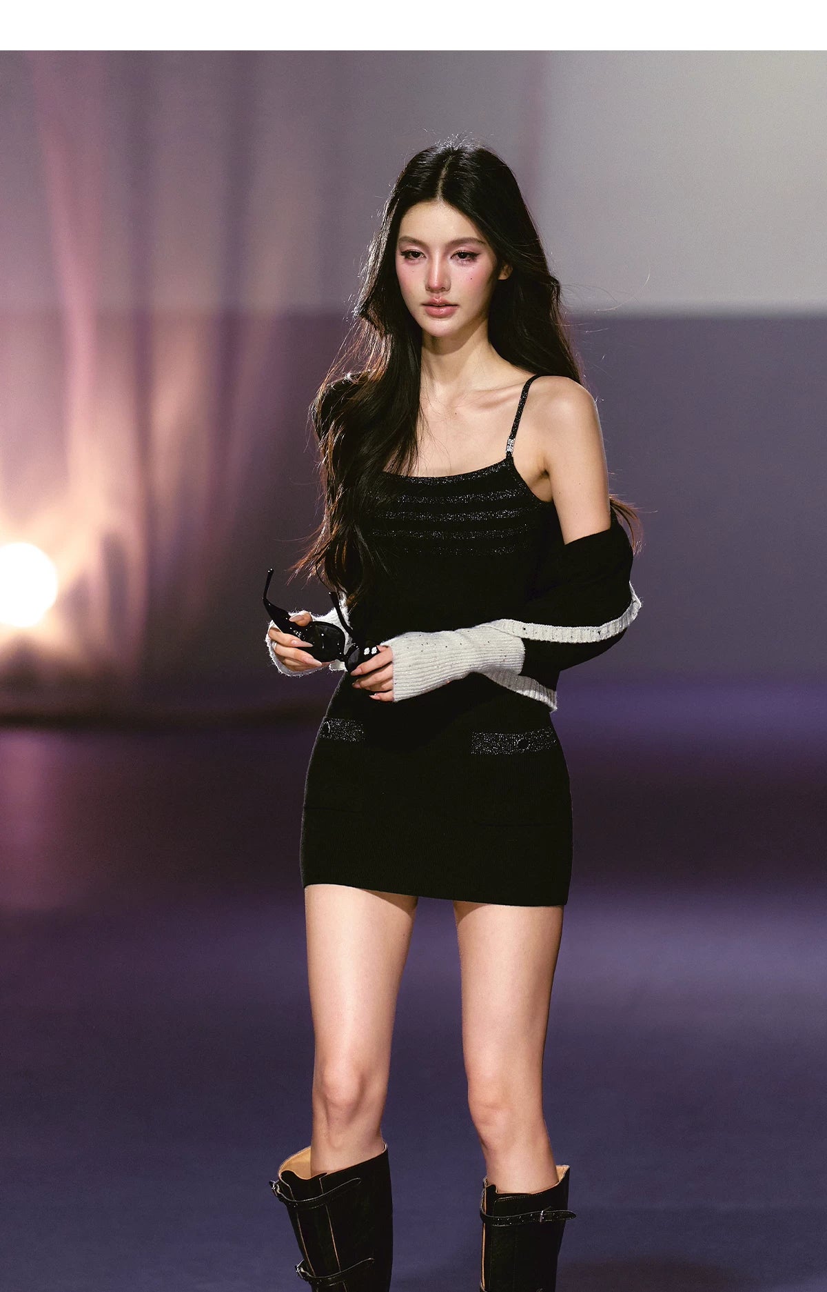 Luminous Sheer Knit Strappy Bodycon Dress