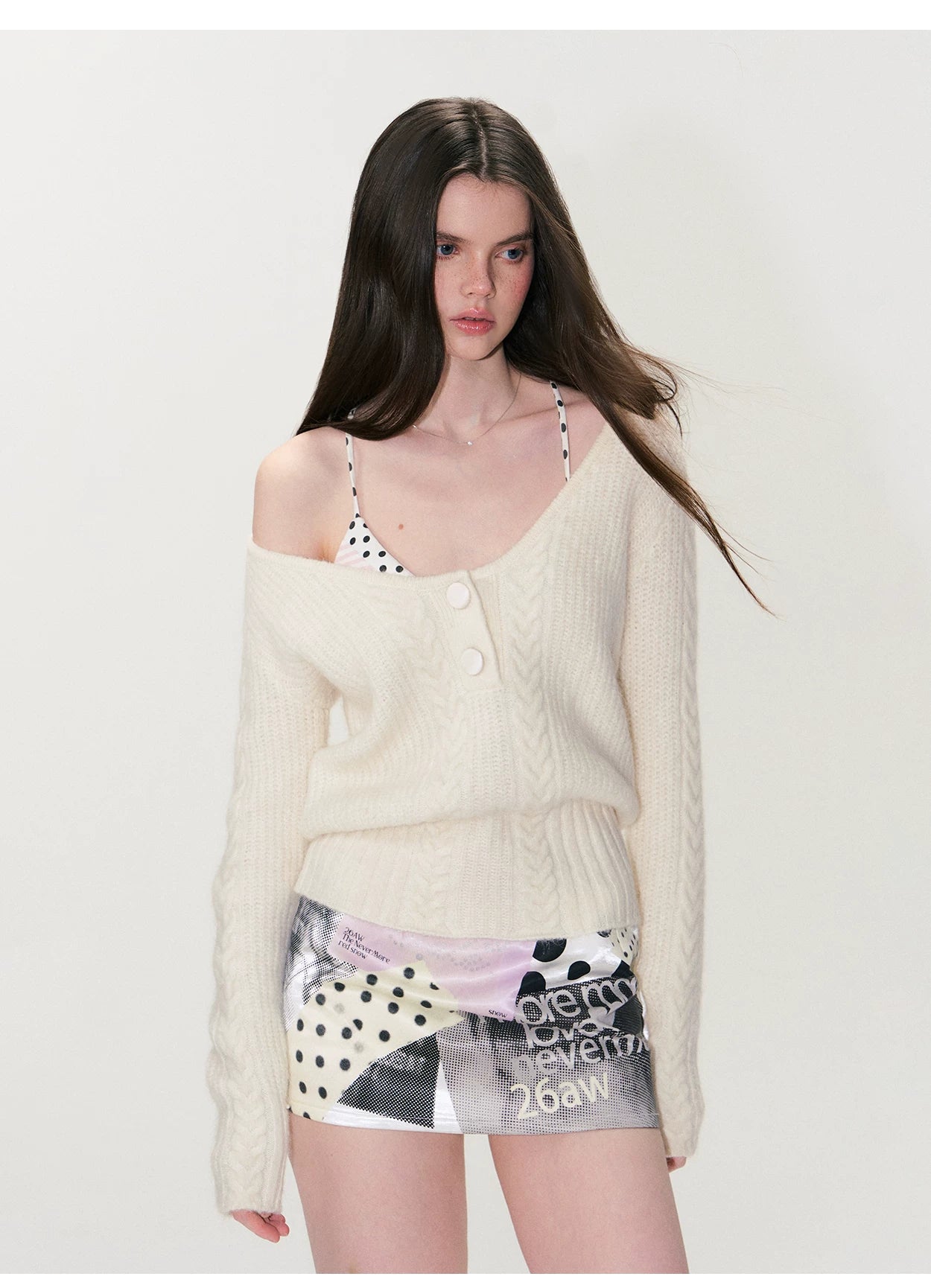 Vintage Cable-Knit V-Neck Sweater