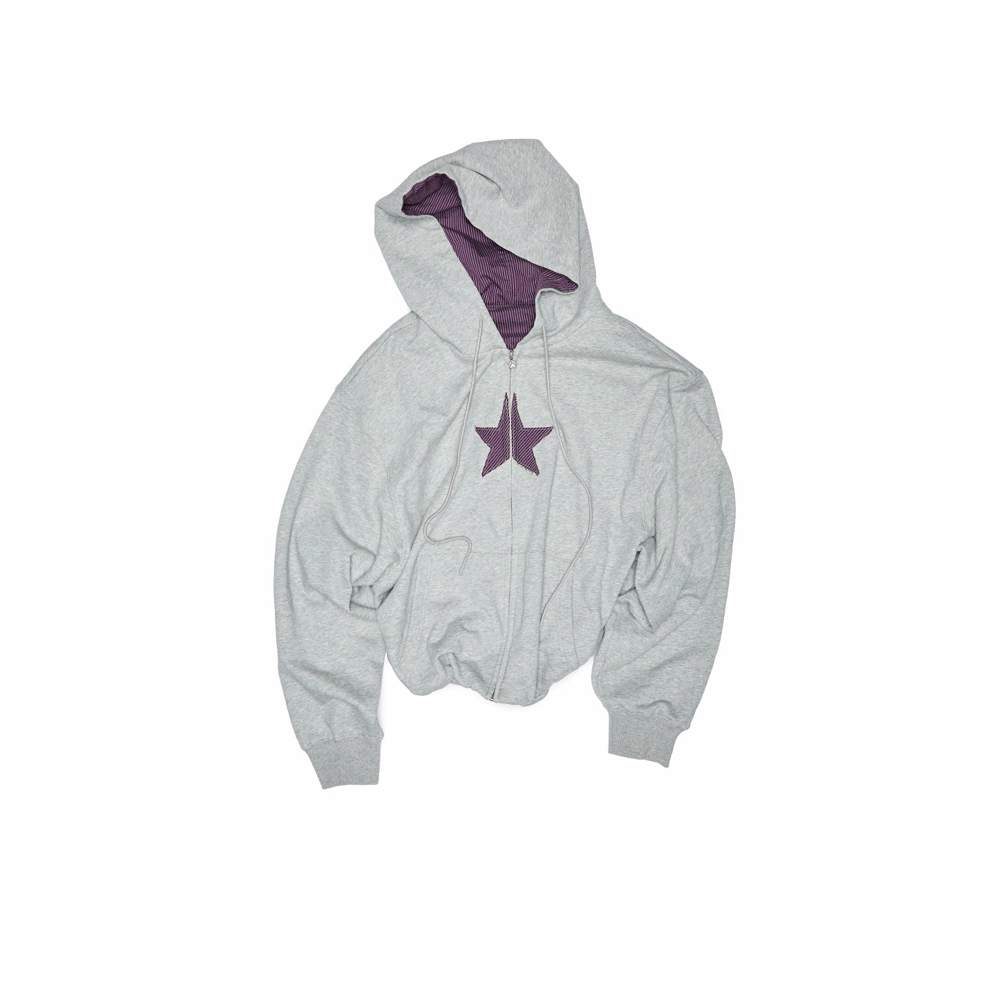 Star Patch Oversized Zip-up Hoodie
