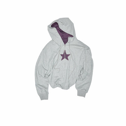 Star Patch Oversized Zip-up Hoodie