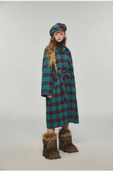 Plaid Classic  Belted Waist Woolen Overcoat - CHINASQUAD