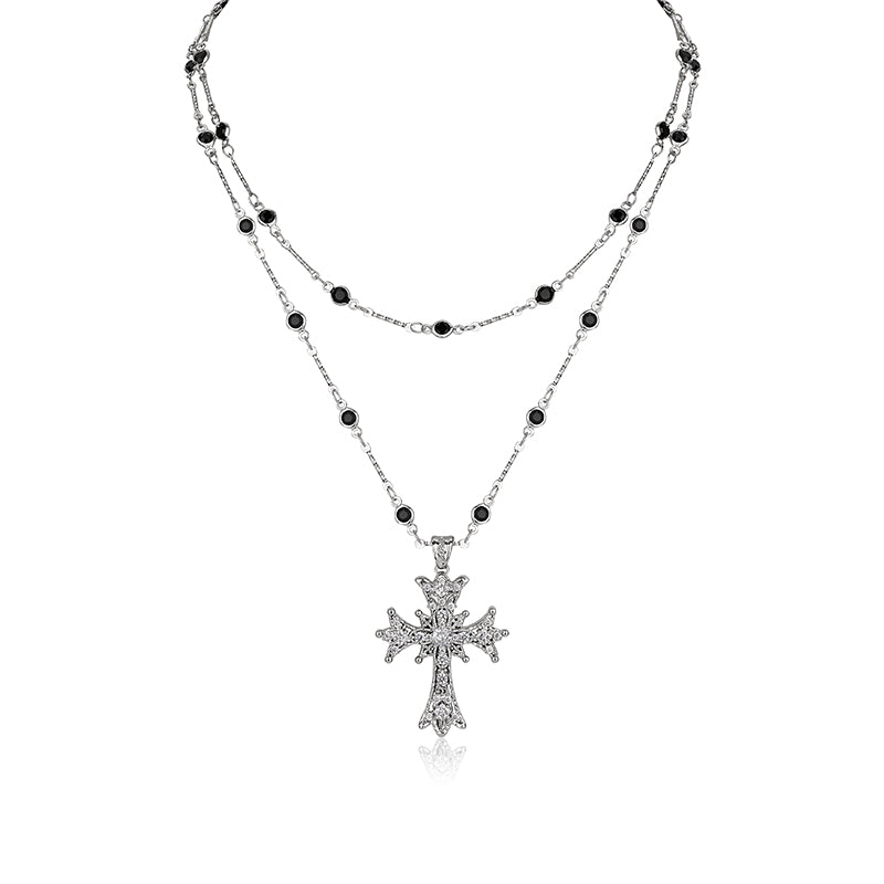 Retro Baroque Double Cross Necklace - CHINASQUAD