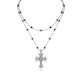 Retro Baroque Double Cross Necklace - CHINASQUAD