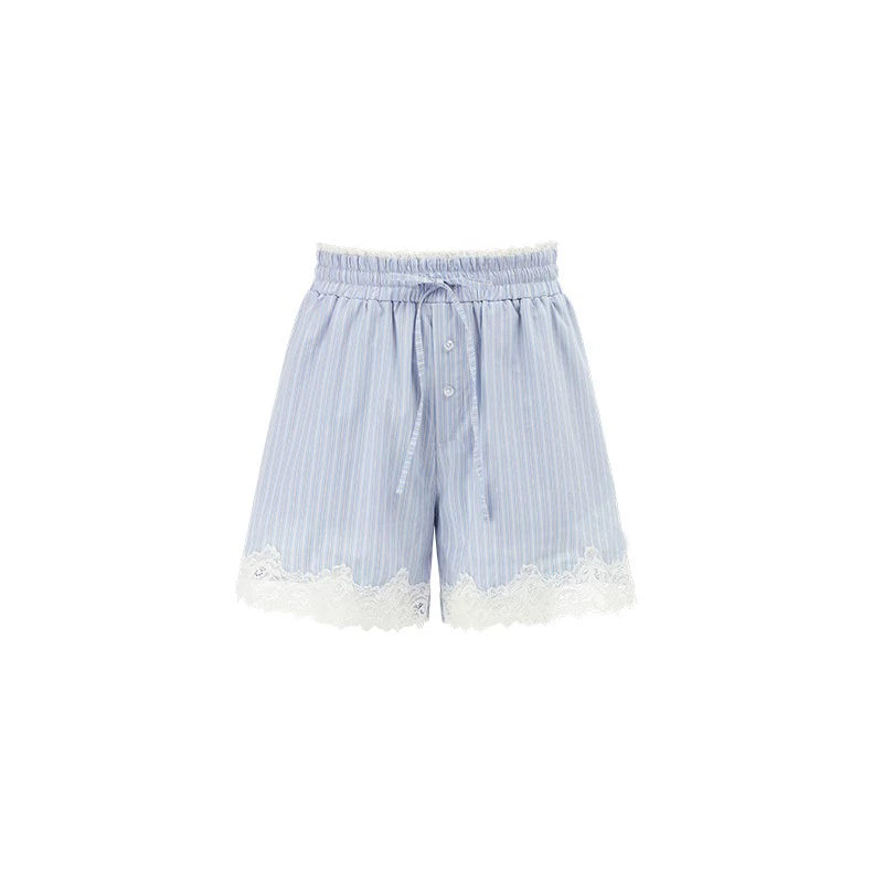 Loose-fitting Lace Trim Shorts