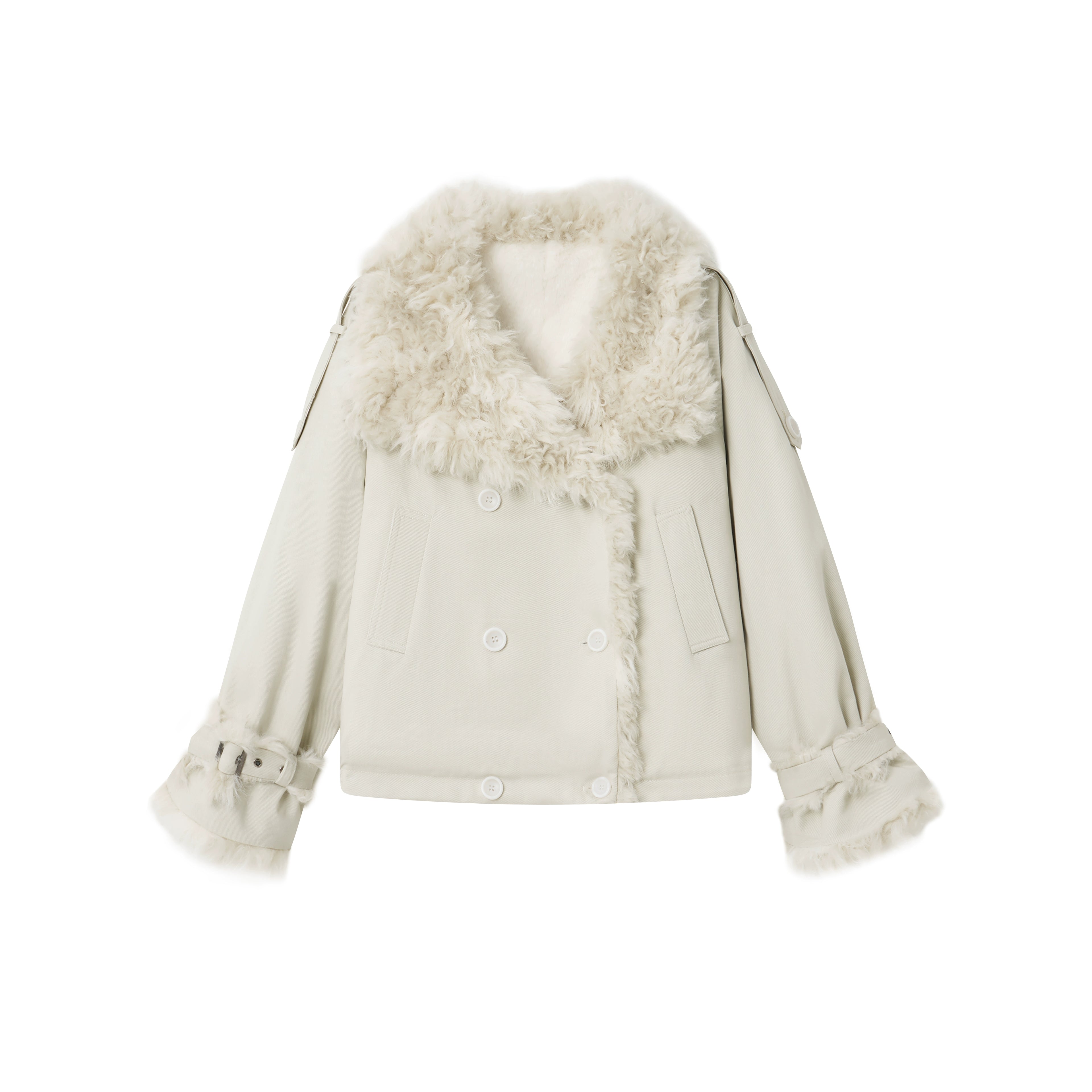 Faux Fur Leopard-Panel Parka Jacket